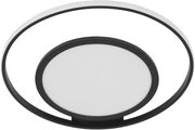 Moderne LED-Deckenleuchte Luna in schwarzem Ringdesign, seitliche Perspektive