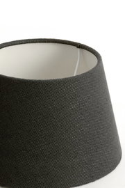 Runder, dunkelgrauer Lampenschirm aus Stoff, seitliche Perspektive