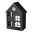 Boltze Windlicht Haus Schwarzes Windlicht in Form eines Hauses mit ausgeschnittenen Fenstern, seitliche Perspektive