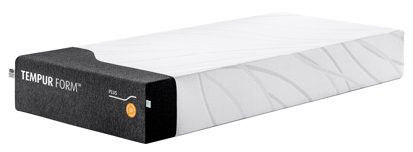 Viscomatratze 90x200 hybrid in seitlicher Perspektive mit grauem und weißem Design.