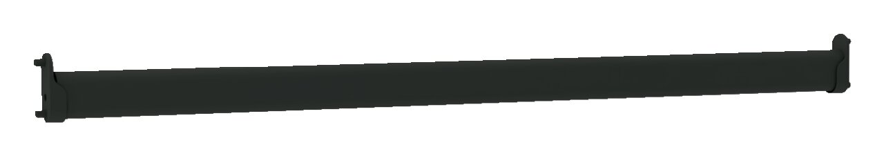Zwarte kledingstang, 22 cm lang, zijaanzicht