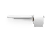 Moderner Toilettenpapierhalter mit Ablage, seitliche Perspektive