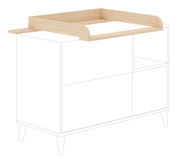 Wickelaufsatz aus Holz in Vorderansicht auf einer Kommode montiert