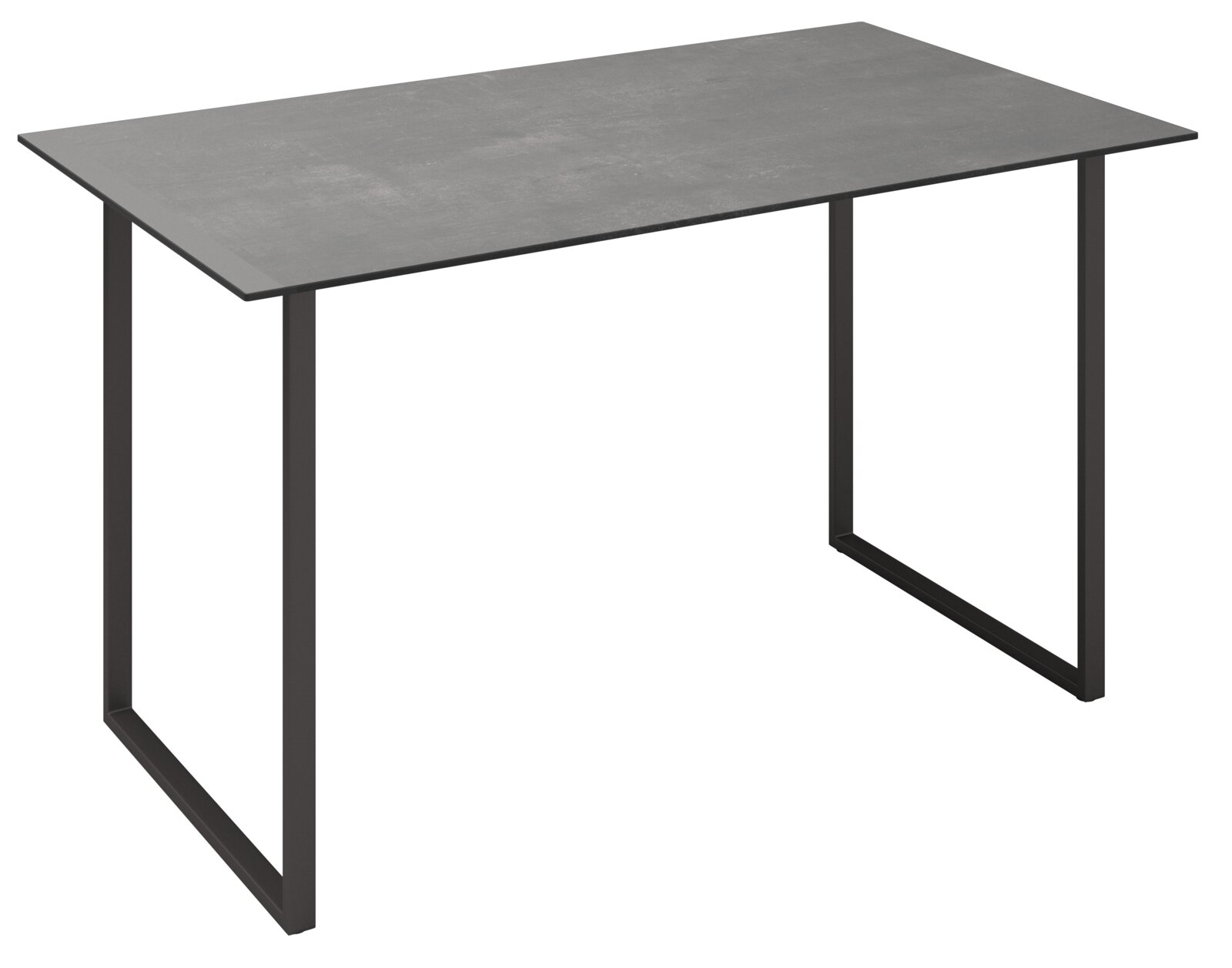 Amatio Loungetisch GIRONA Moderner Loungetisch mit rechteckiger Betonplatte und schwarzem Metallgestell, seitliche Perspektive