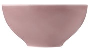 Runde, rosafarbene Schüssel mit glatter Oberfläche, seitliche Perspektive