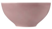 Runde, rosafarbene Schüssel mit glatter Oberfläche, seitliche Perspektive
