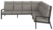 Grijze zithoek met metalen frame, zijaanzicht