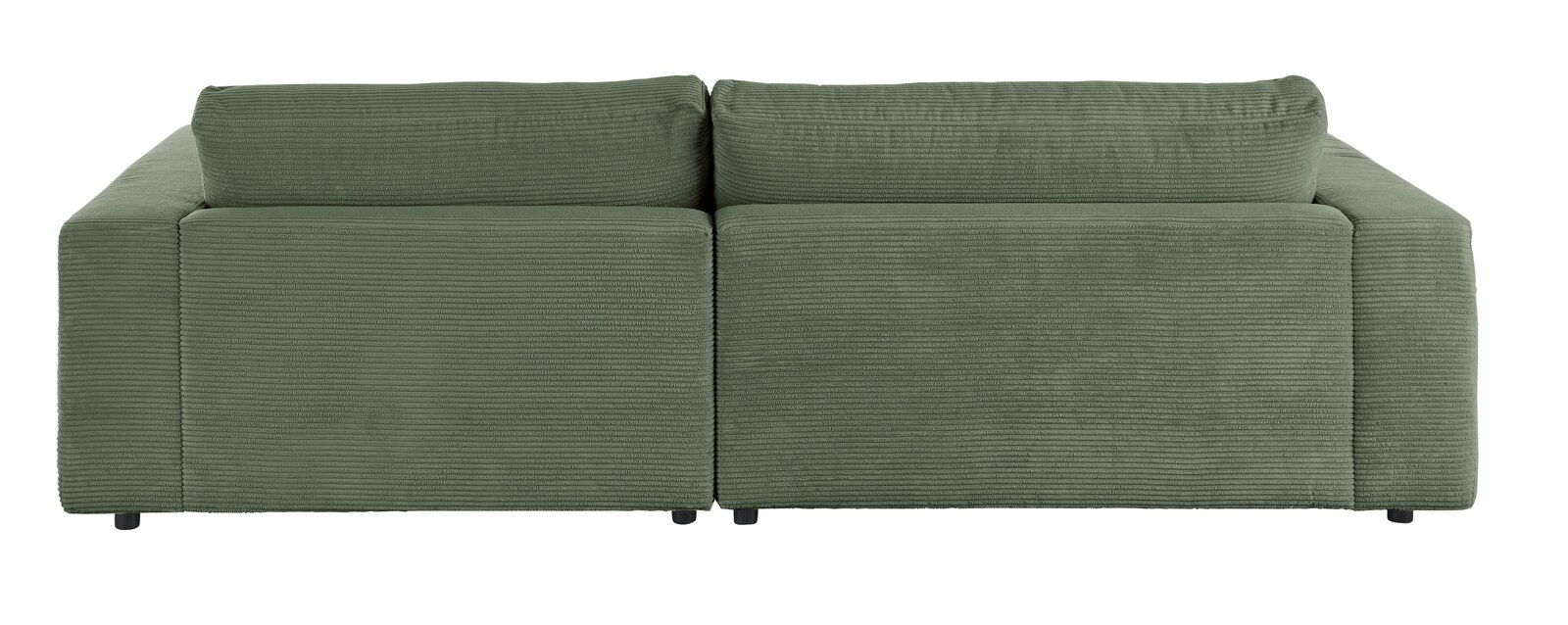 Grünes Longchair-Sofa aus Cordstoff, Vorderansicht