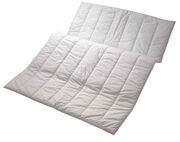 Einziehdecke 155x200 cm in weißer Farbe, aus der Vogelperspektive fotografiert.