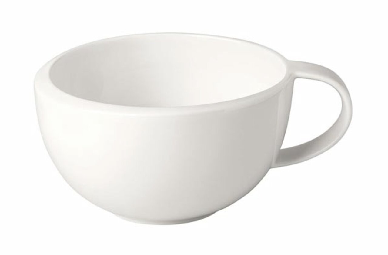 Weiße Kaffeetasse NewMoon 180ml, seitliche Perspektive