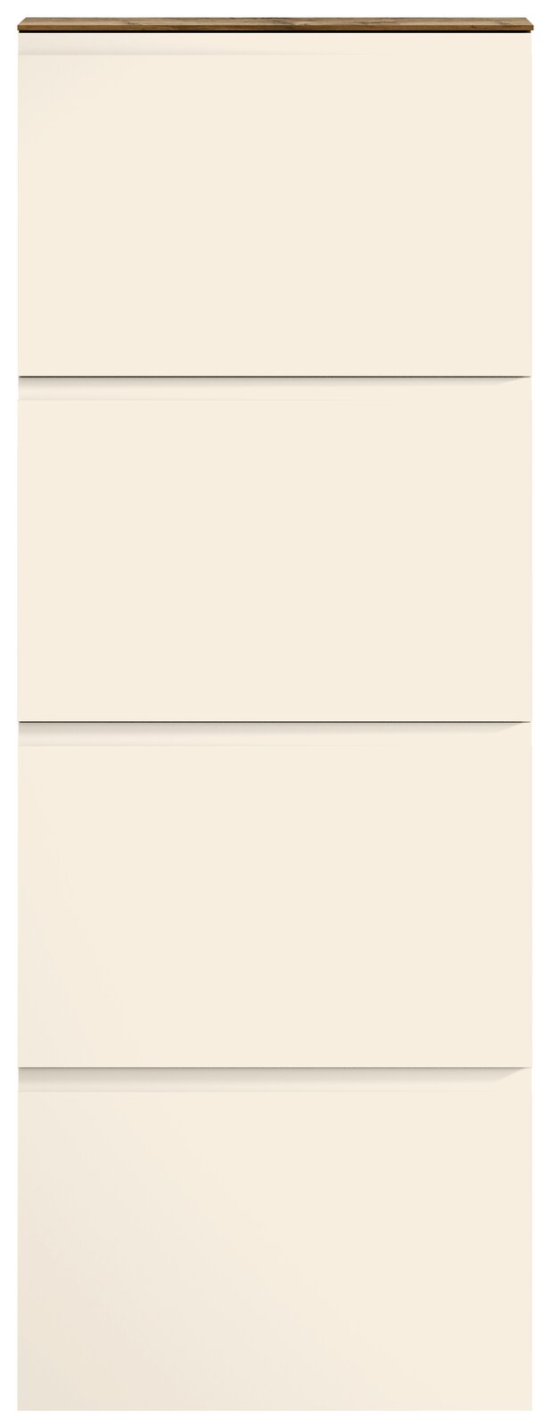 Hängeschuhschrank 4K-T22 in cremeweißer Farbe, frontal abgebildet mit vier Klappen.