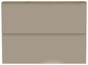 Hängeschuhschrank 2K-T22 in Frontansicht, zweifarbige Oberfläche mit Holzoptik oben und glatter Front in Beige.