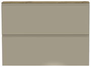 Hängeschuhschrank 2K-T22 in Frontansicht, zweifarbige Oberfläche mit Holzoptik oben und glatter Front in Beige.