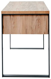 Moderner Schreibtisch aus Holz mit Metallrahmen, Vorderansicht