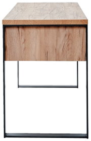 Moderner Schreibtisch aus Holz mit Metallrahmen, Vorderansicht