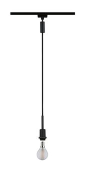 Schwarzes Basispendel mit Glühbirne, seitliche Perspektive