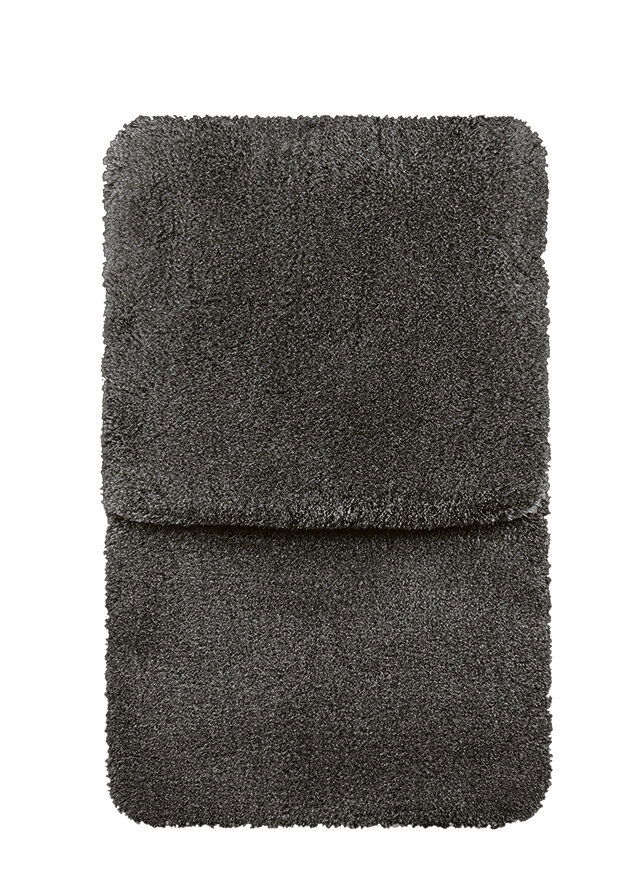 Zweiteiliges Badteppich-Set in dunklem Grau, Ansicht von oben