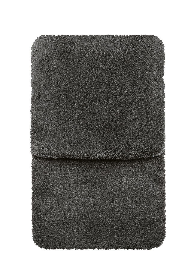 Zweiteiliges Badteppich-Set in dunklem Grau, Ansicht von oben