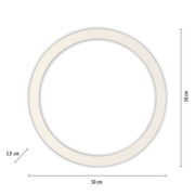 Runde Deckenleuchte mit einem Durchmesser von 50 cm und einer Höhe von 3,9 cm, aus der Vogelperspektive betrachtet.