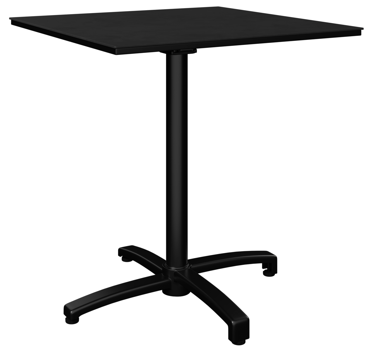 Ambia Garden Bistrotisch FLIP Schwarzer Bistrotisch mit quadratischer Tischplatte und stabilem Mittelfuß, seitliche Perspektive