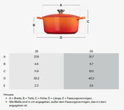 Gourmet Profitopf 30cm in Marseil-Orange, seitliche Ansicht mit Deckel und Griffen, ideal für vielseitiges Kochen.