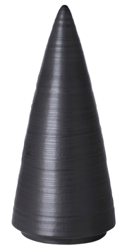 Silberner Dekobaum in Kegelform, frontal fotografiert