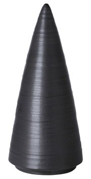 Silberner Dekobaum in Kegelform, frontal fotografiert