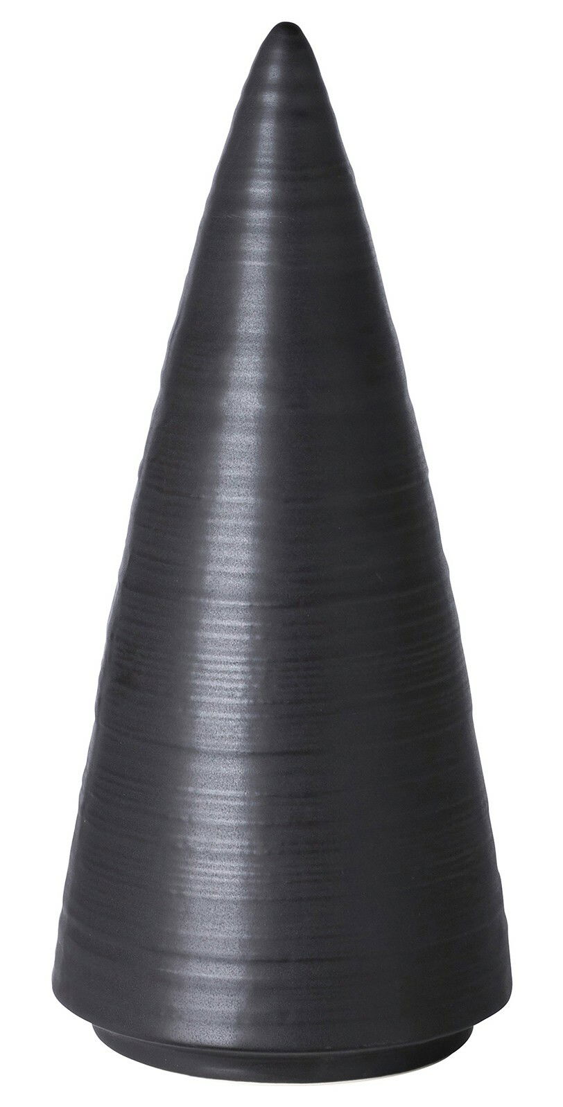 Silberner Dekobaum in Kegelform, frontal fotografiert