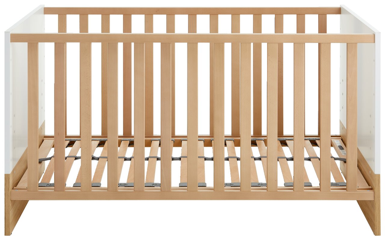 Babybett aus Holz mit Gitterstäben, Vorderansicht