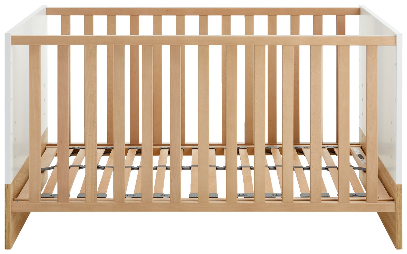 Babybett aus Holz mit Gitterstäben, Vorderansicht