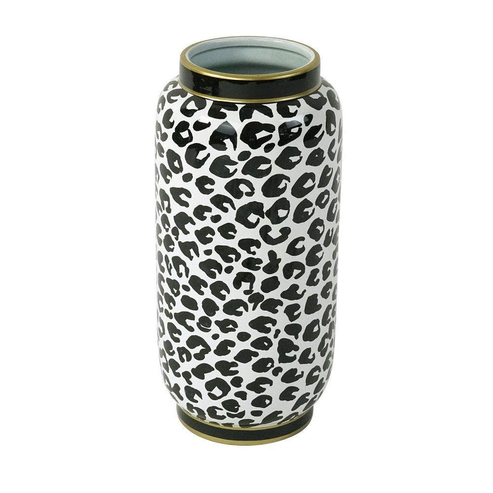 Zylindrische Vase mit Leopardenmuster, Ansicht von schräg oben