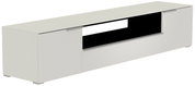 Weißes XL TV-Lowboard mit modernem Design, seitlicher Perspektive