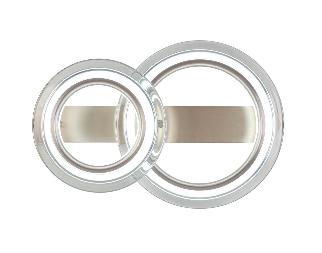 Moderne LED-Deckenleuchte mit zwei überlappenden Ringen, Ansicht von oben