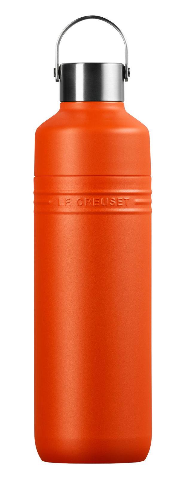 Ofenrote Trinkflasche 1L mit Edelstahlverschluss, Frontalansicht