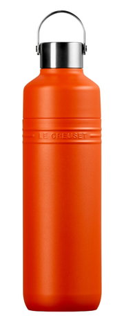 Ovenrode drinkfles van 1 liter met roestvrijstalen dop, vooraanzicht