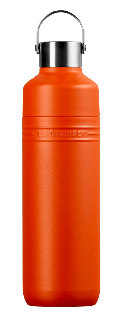 Ovenrode drinkfles van 1 liter met roestvrijstalen dop, vooraanzicht
