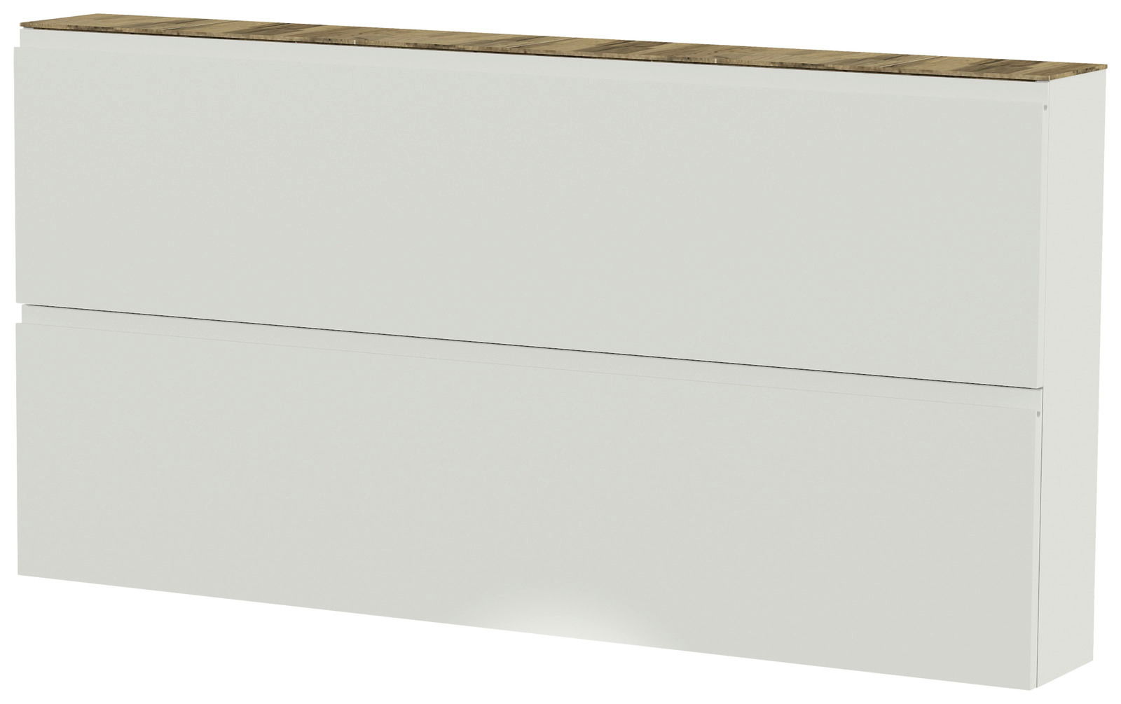 XL-Hängeschuhschrank 2K-T22 in weiß mit Holzoberfläche, seitliche Perspektive