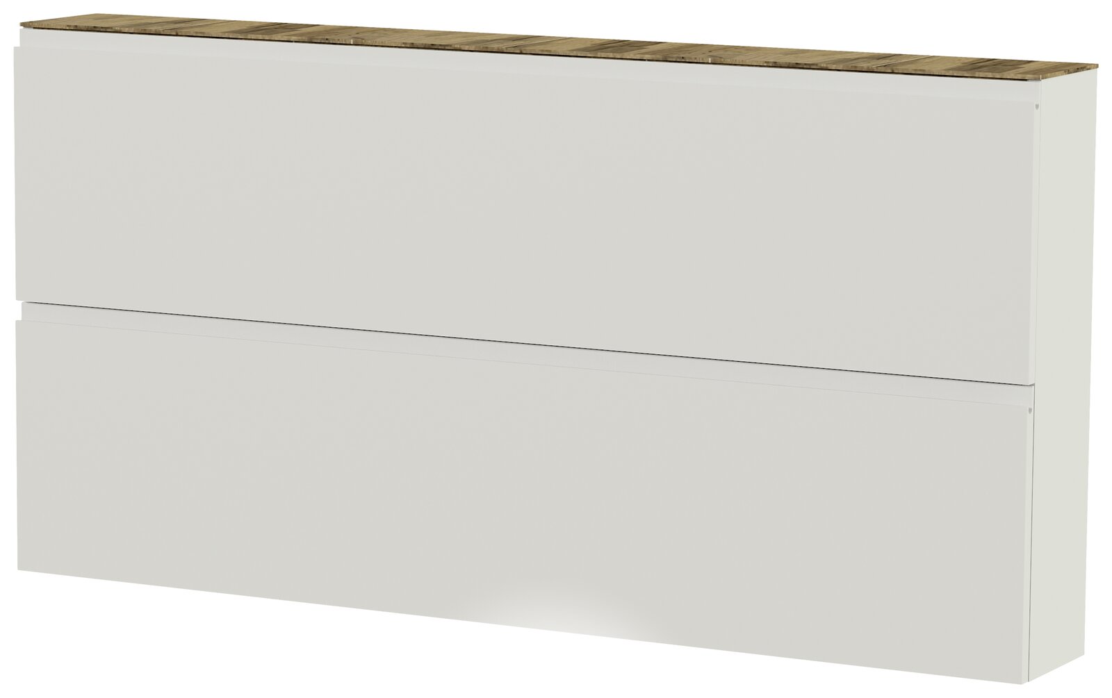 XL-Hängeschuhschrank 2K-T22 in weiß mit Holzoberfläche, seitliche Perspektive