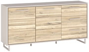 Modernes Sideboard mit Holzoptik und Metallgriffen, seitliche Perspektive
