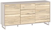 Modernes Sideboard mit Holzoptik und Metallgriffen, seitliche Perspektive