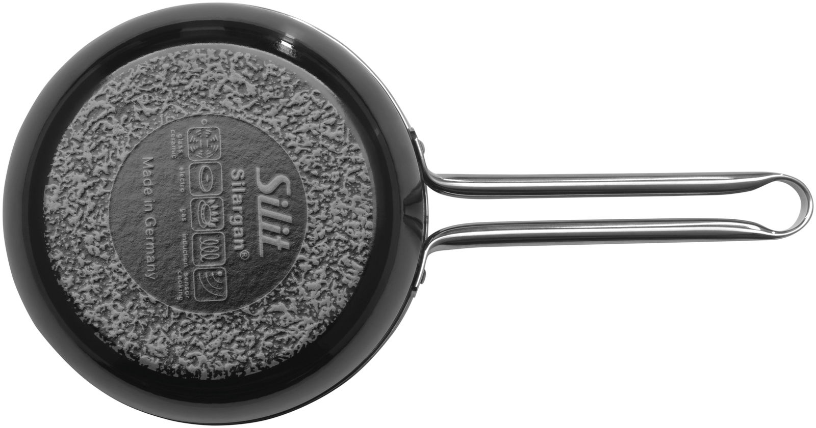 Topfunterseite mit Silit-Logo und Made in Germany, seitliche Perspektive