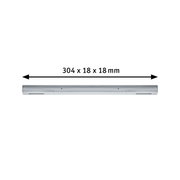 Silberne Stromeinspeisung mit den Maßen 304 x 18 x 18 mm, seitliche Perspektive