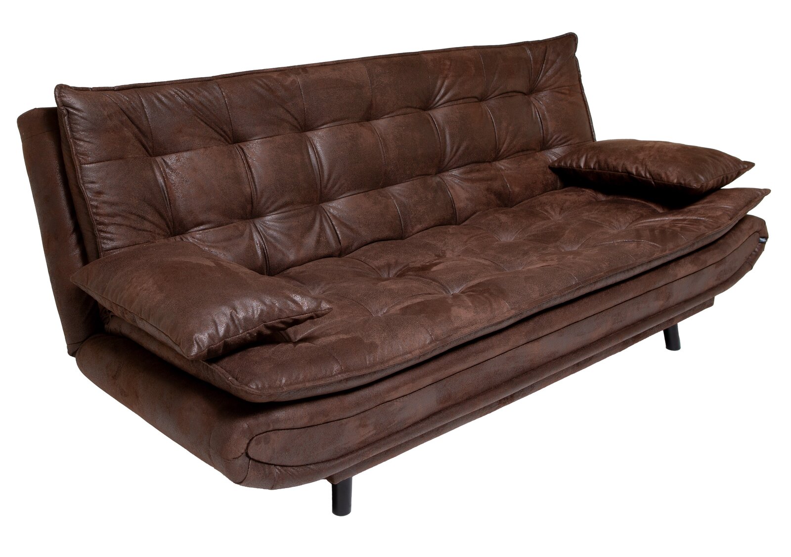 Ti´me Schlafsofa GHOST Braunes Funktionssofa mit Kissen, seitliche Perspektive