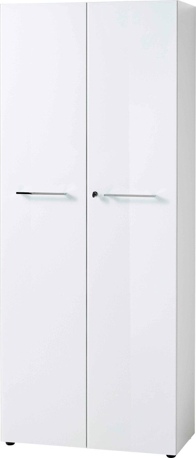 XORA Aktenschrank MATERNO Weißer Aktenschrank mit zwei Türen und silbernen Griffen, Frontalansicht