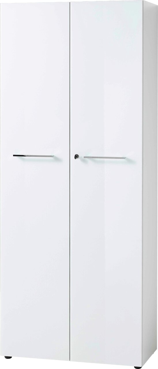 XORA Aktenschrank MATERNO Weißer Aktenschrank mit zwei Türen und silbernen Griffen, Frontalansicht