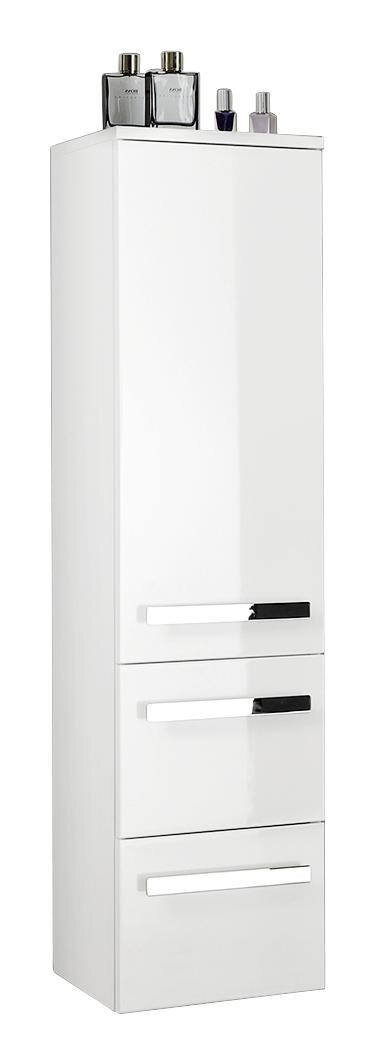 XORA Midischrank SERIE 4005 Weißer Midischrank mit drei Schubladen und glänzender Oberfläche, seitliche Perspektive