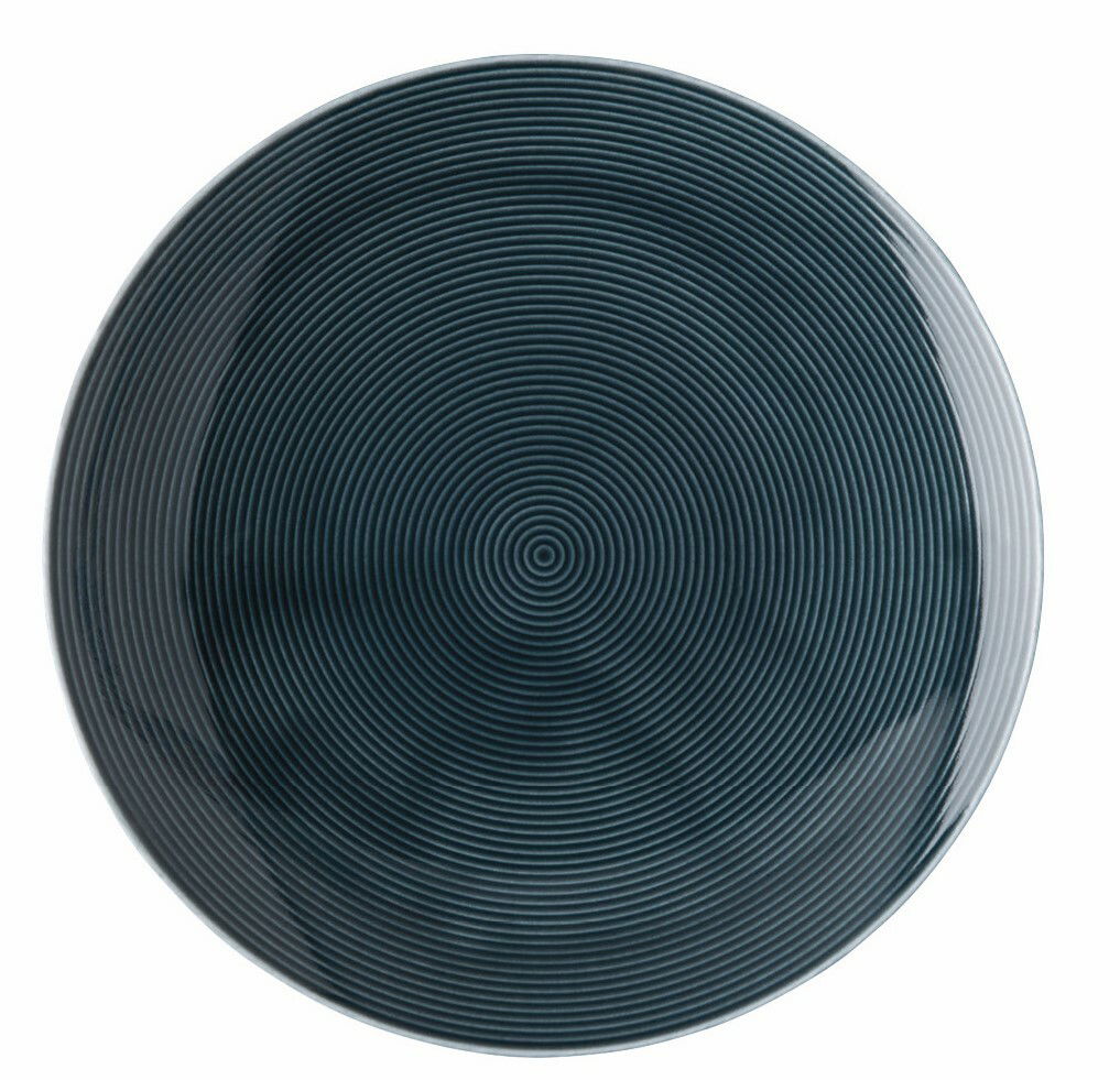 Thomas Frühstücksteller LOFT COLOUR Draufsicht auf einen dunkelblauen Frühstücksteller mit konzentrischen Kreisen.