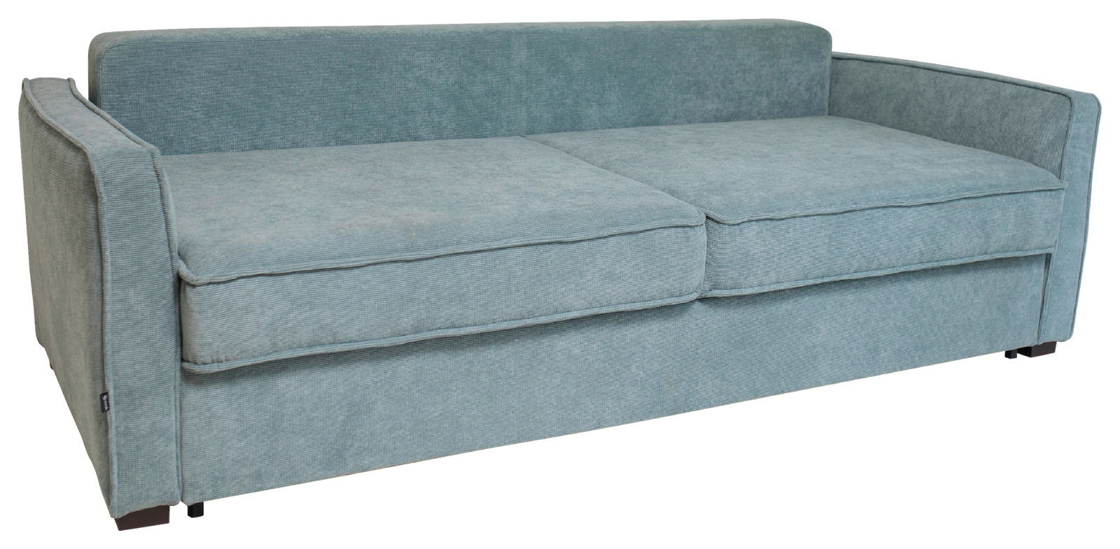 Graues Funktionssofa mit Armlehnen, seitliche Perspektive