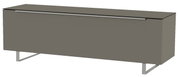 TV-Lowboard in grauer Farbe mit Metallbeinen, seitliche Perspektive
