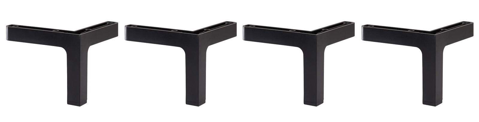 Voleo Fuß-Set DIANA Vier schwarze, Y-förmige Möbelbeine aus Metall, frontal abgebildet.